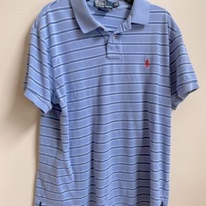 Large Polo by Ralph Lauren Striped Blue Polo Shirt